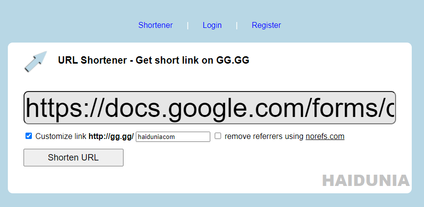 cara membuat link google form di gg.gg